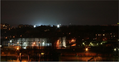 Bytom nocą - swiatła stadionu