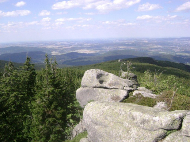 Panorama Kotliny Jeleniogórskiej z Hutniczego Grzbietu w Karkonoszach