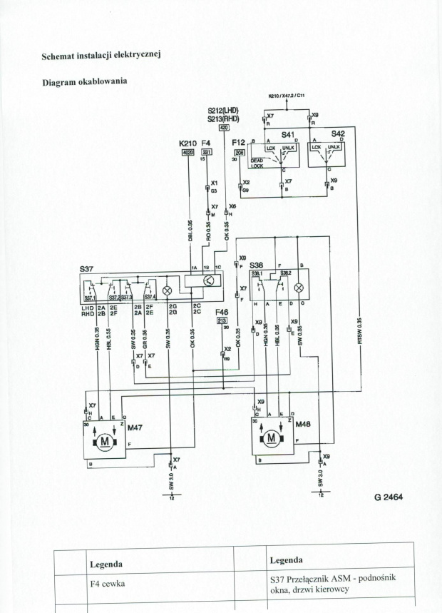 Schemat elektryki szybek Opel Sintra #Sintra