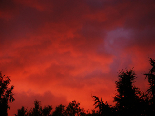 burzowy zachod słońca w Lęborku #chmury #burza #niebo #ZachódSłońca