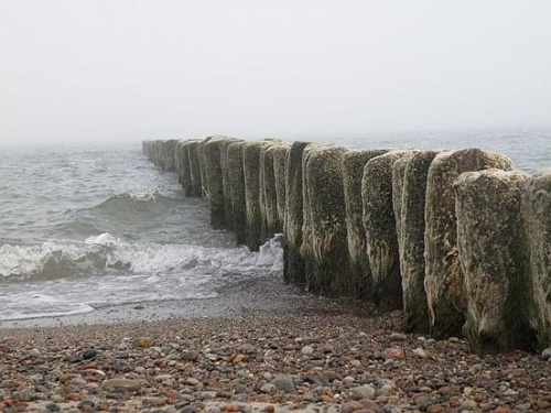 Morze #morze #plaża #fale #niebo #mgła #Jarosławiec #Bałtyk