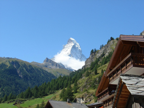 Matterhorn widziany z Zermatt #wakacje #góry #Alpy #lodowiec #treking #Szwajcaria #Zermatt #Matterhorn