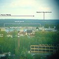 Tomaszów Mazowiecki - widok przez lornetkę z wiezowca - widoczne osiedle Zapiecek i lasy Puszczy Pilickiej, otaczające miasto #TomaszówMazowiecki #PuszczaPilicka #LasySpalskie #Łódzkie #panorama #Zapiecek