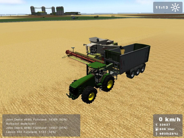 John Deere 8530 + Fliegl Tridem + Claas Lexion 600 #Gra #LandwirtschaftsSimulator #ClaasLexion600 #FlieglTridem #JohnDeere8530