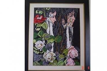 Podwojny portret #hafty #Wyspianski #roze #malarstwo #kwiaty #kobieta