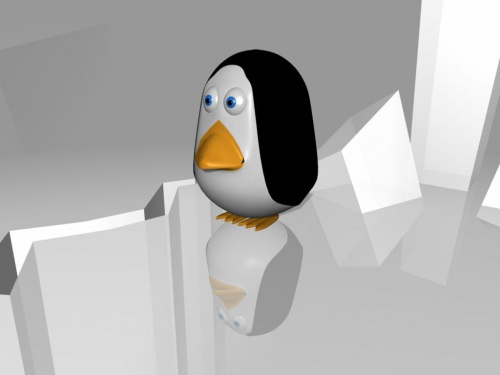 Render 3D z Pingwinem. Na pingwina są źle nałożone kolory (paskudny ma dziub), ale miniaturka wygląda nieźle :-). Zrobiony w programie Anim8or.