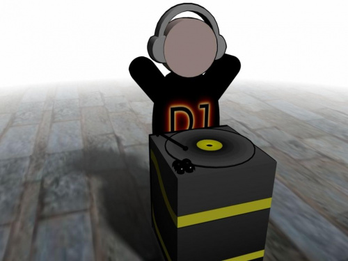 Render 3D z DJem. Wersja z białym tłem. Zrobiony w programie Anim8or.