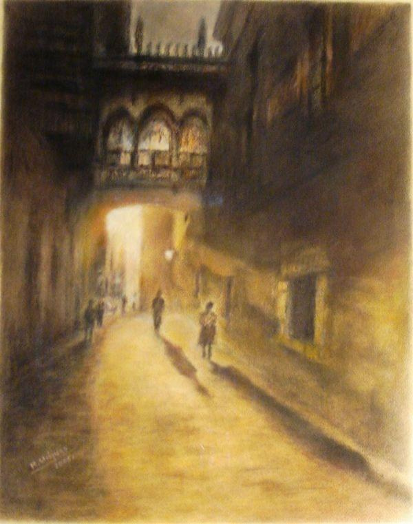 Uliczka w Barcelonie I (50x35) pastel na papierze