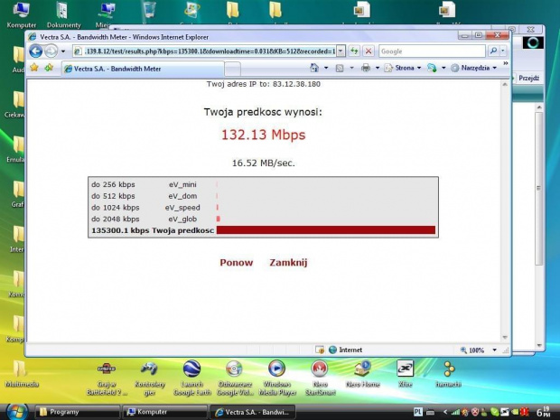 to mój prywatny rekord prędkości neta xD
Dobra - joke... taki sobie mały bug na stronie ^^
Normalnie mam 1,05 Mbps